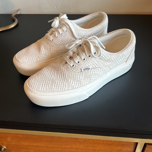 Vans white snake embossed stacked platform sneaker shoe era suede leather - Picture 3 of 5